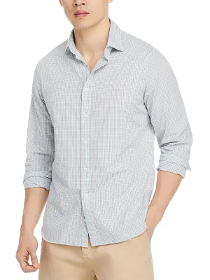 Mens Glen Plaid Long Sleeve Button-Down Shirt