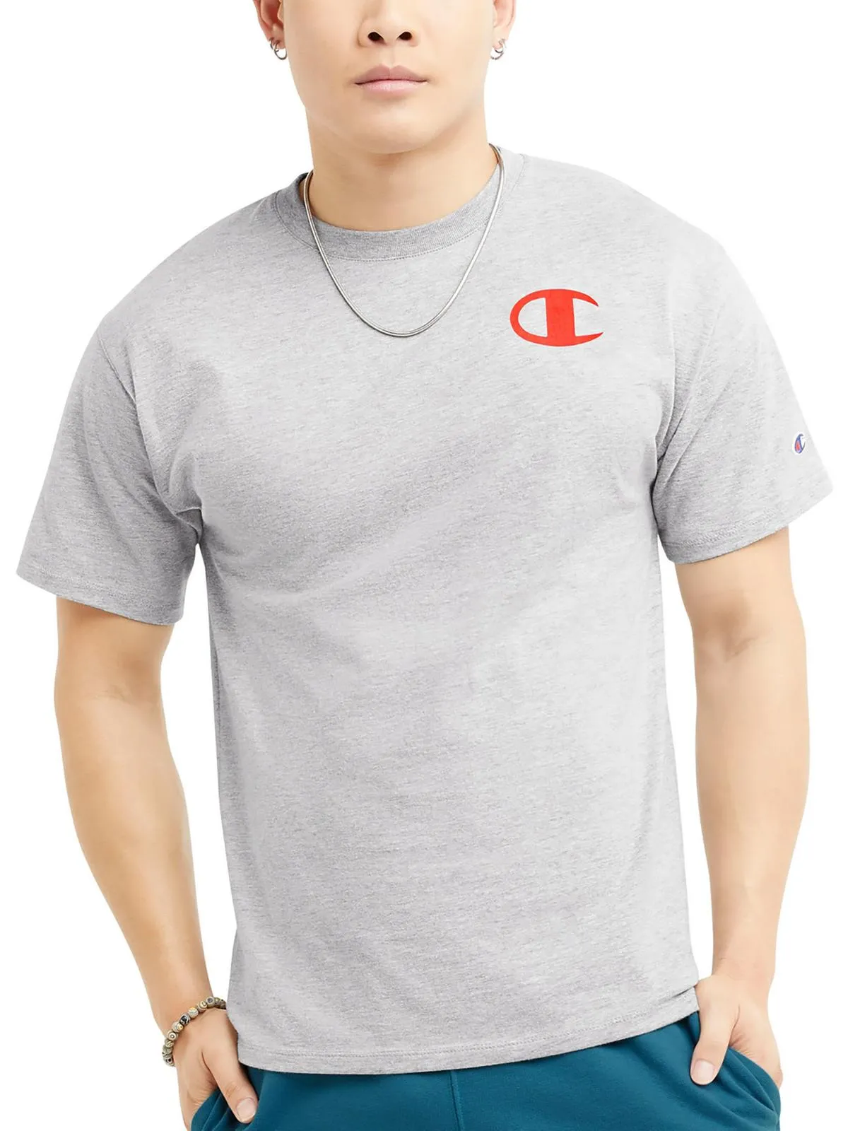 Mens Heathered Crew Neck Logo T-Shirt