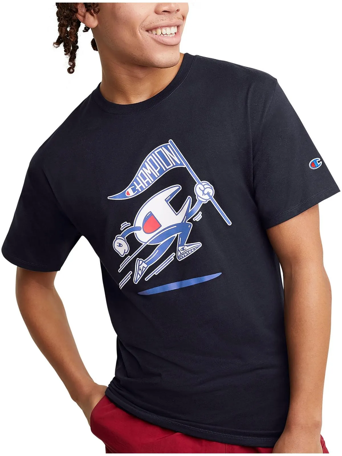 Mens Heathered Crew Neck Logo T-Shirt