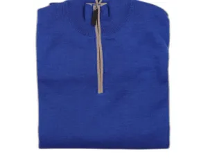 Men's Quarter Zip In Ocean/tan