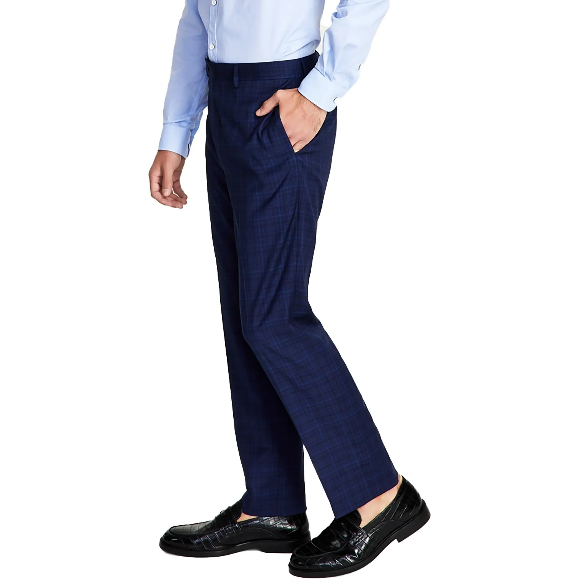 Mens Slim Fit Plaid Suit Pants