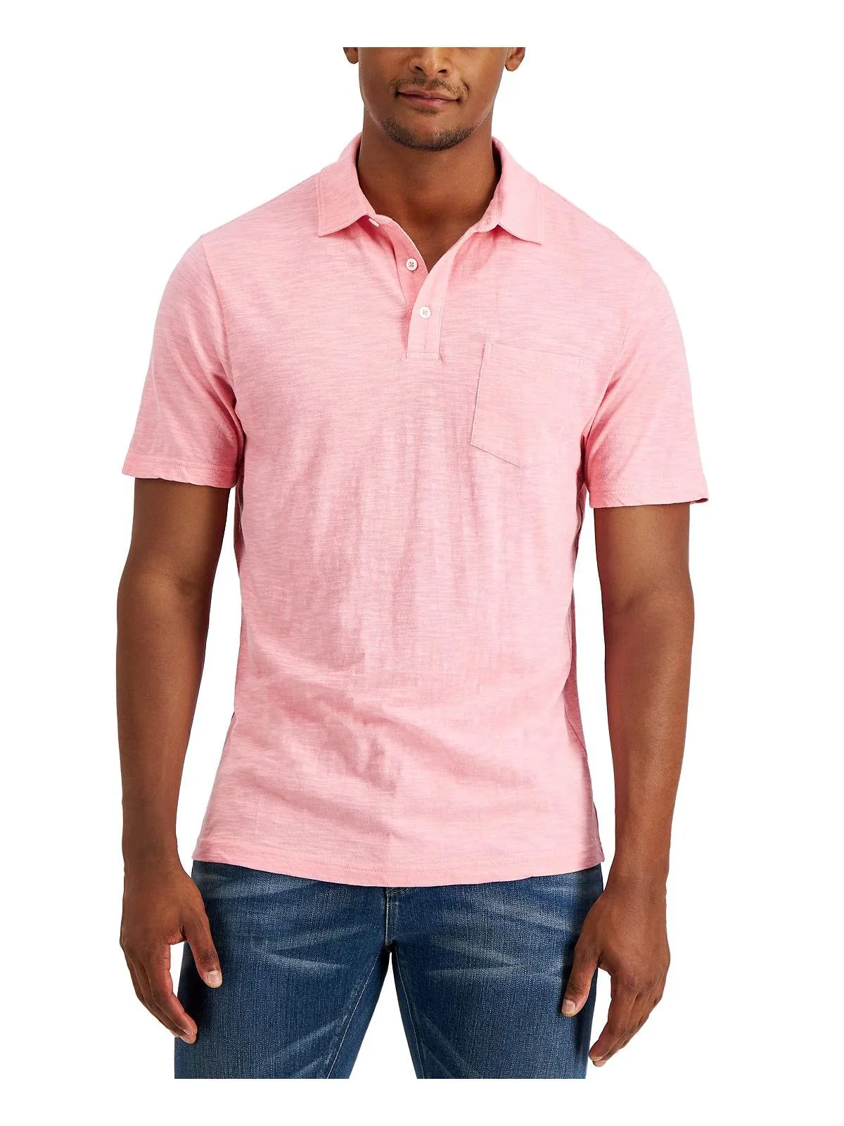 Mens Slub Knit Short Sleeve Polo