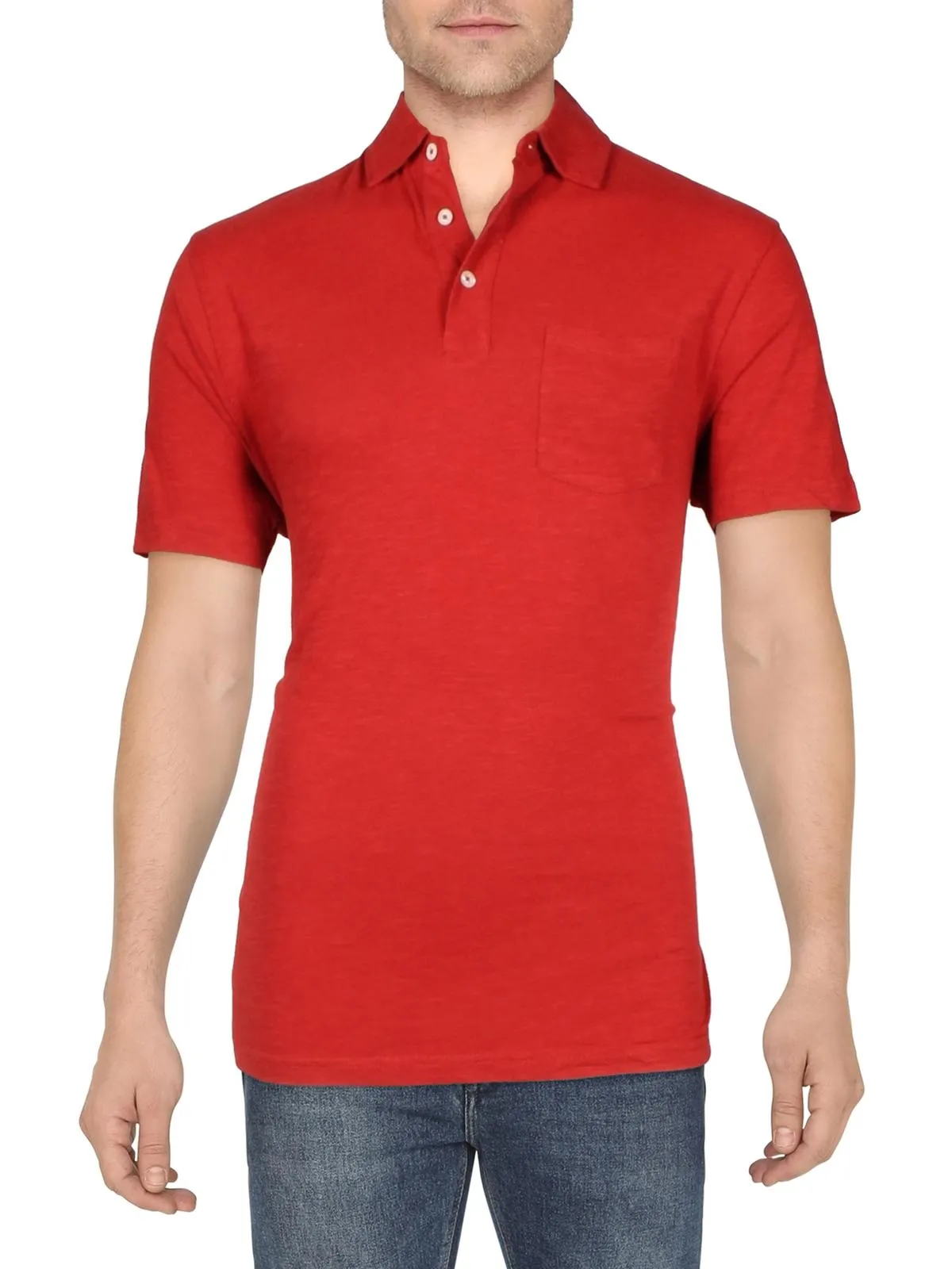 Mens Slub Knit Short Sleeve Polo
