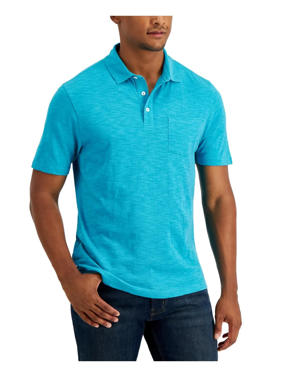 Mens Slub Knit Short Sleeve Polo