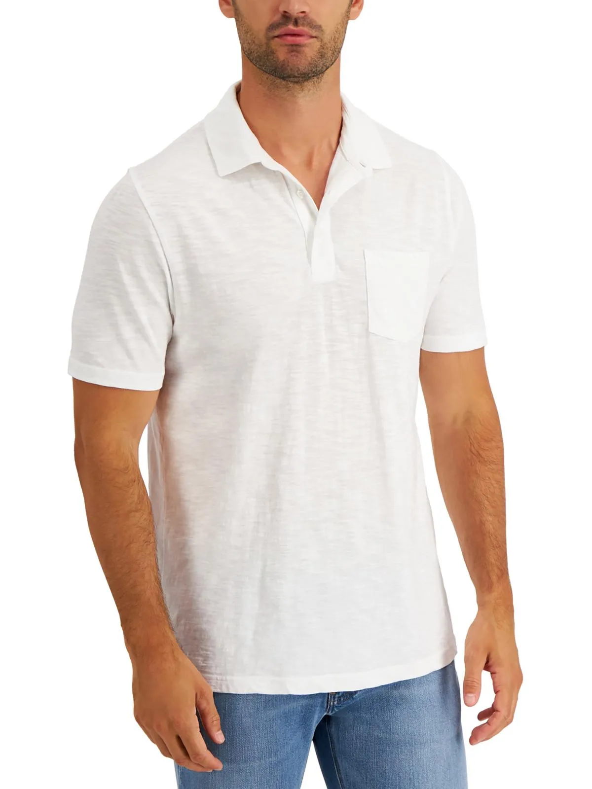 Mens Slub Knit Short Sleeve Polo