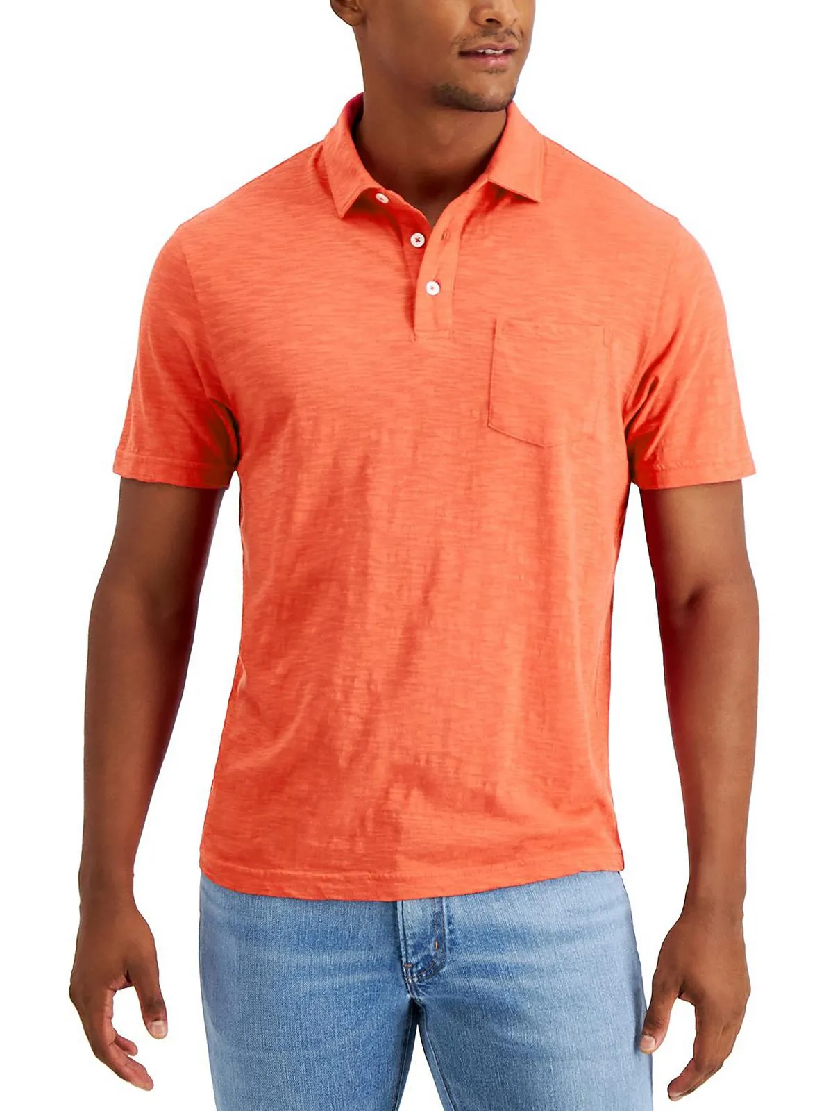 Mens Slub Knit Short Sleeve Polo