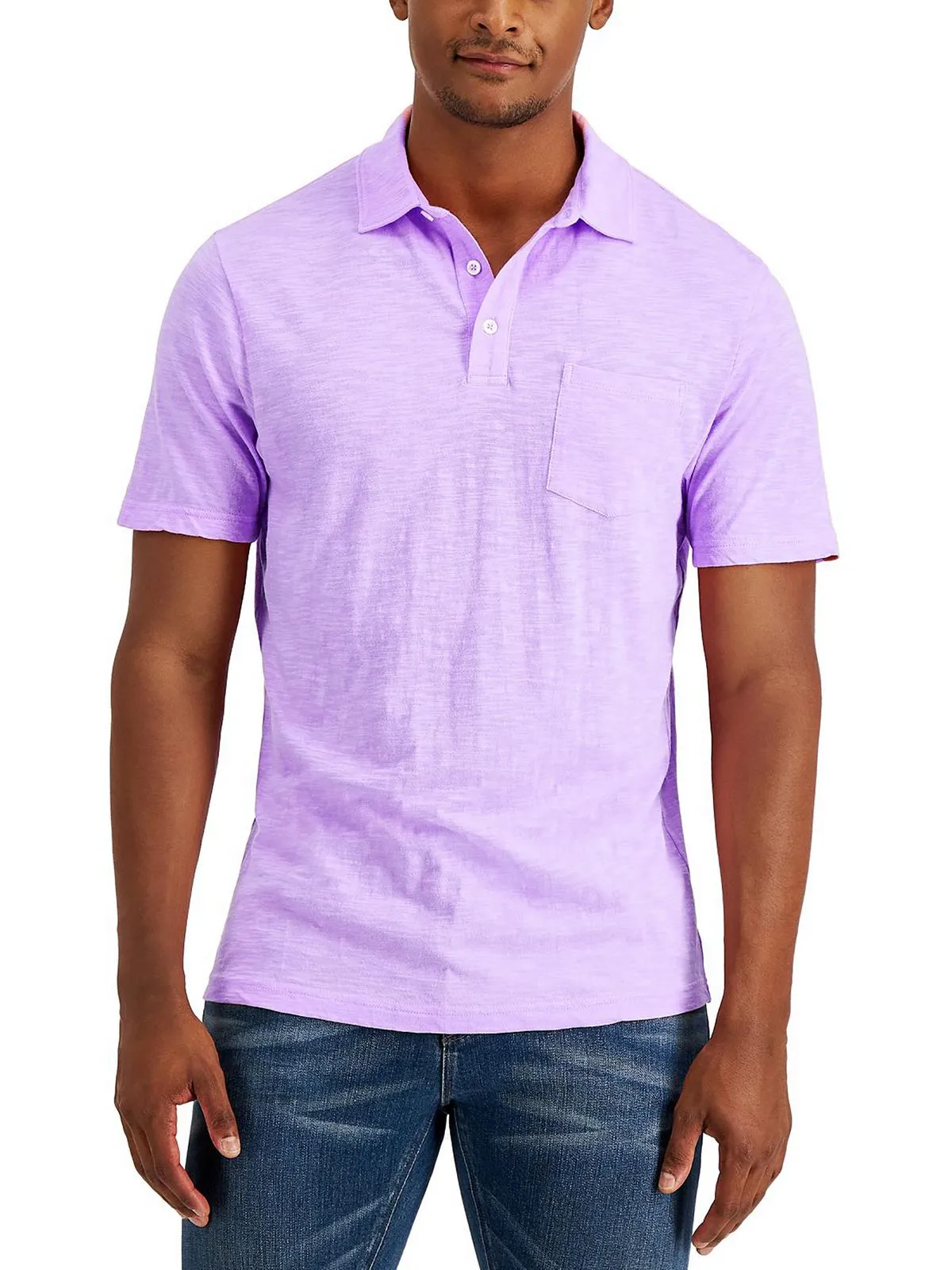 Mens Slub Knit Short Sleeve Polo