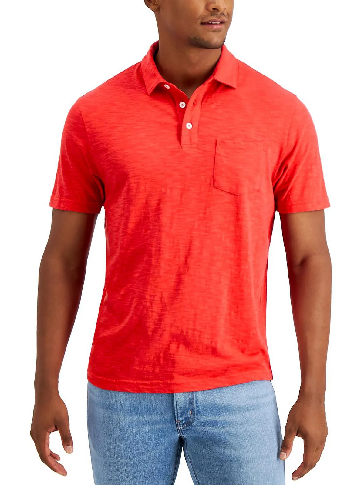 Mens Slub Knit Short Sleeve Polo
