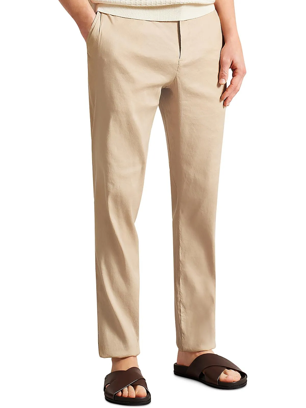 Mens Smocked Linen Trouser Pants