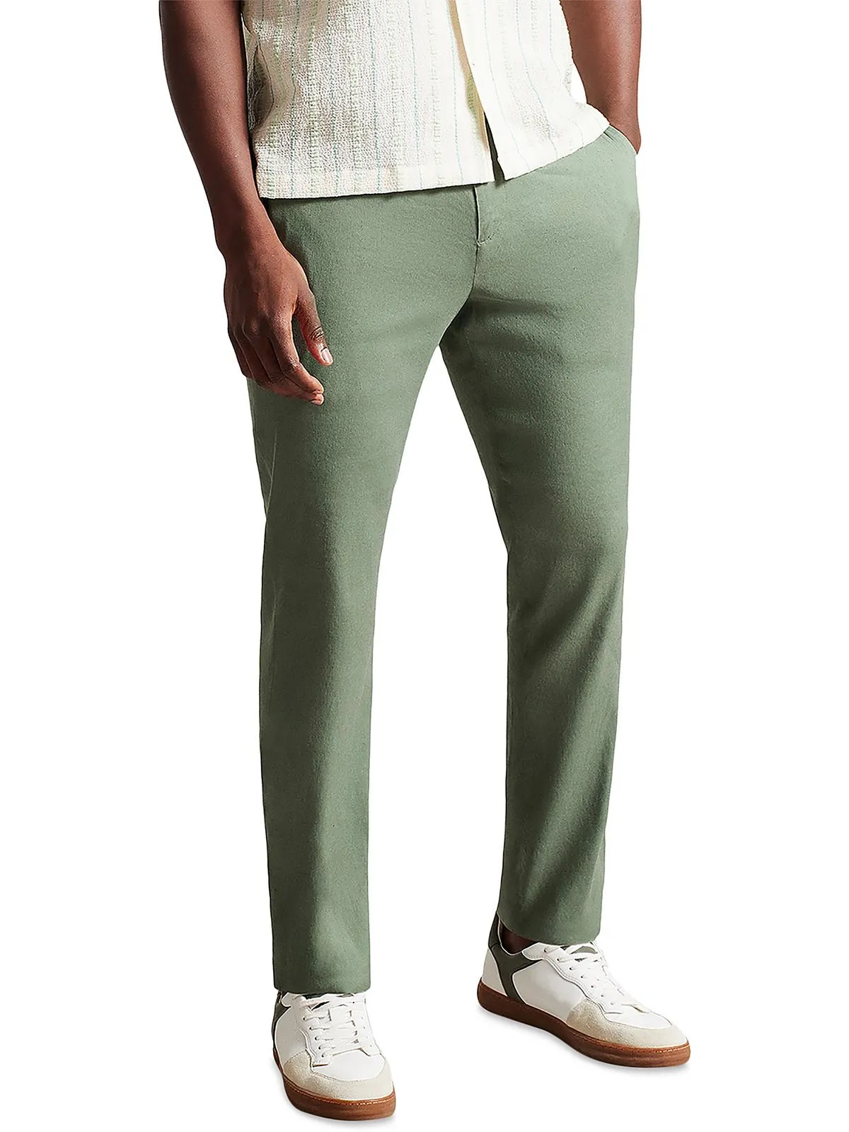 Mens Smocked Linen Trouser Pants