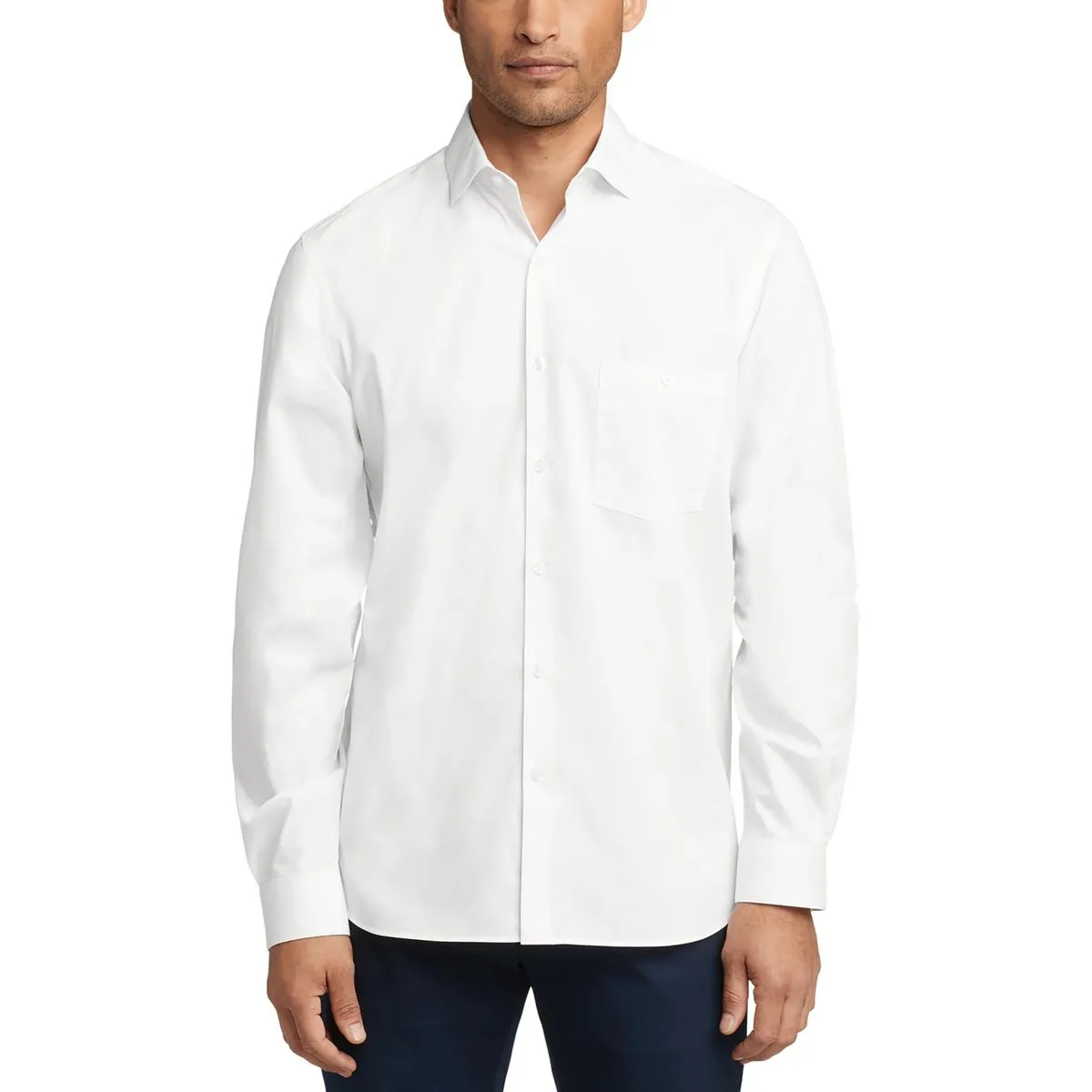 Mens Solid Woven Button-Down Shirt