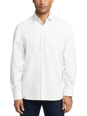 Mens Solid Woven Button-Down Shirt