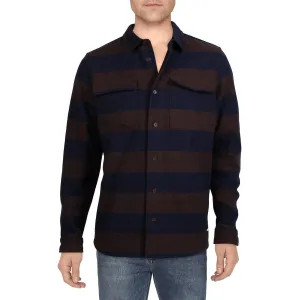 Mens Striped Flannel Button-Down Shirt