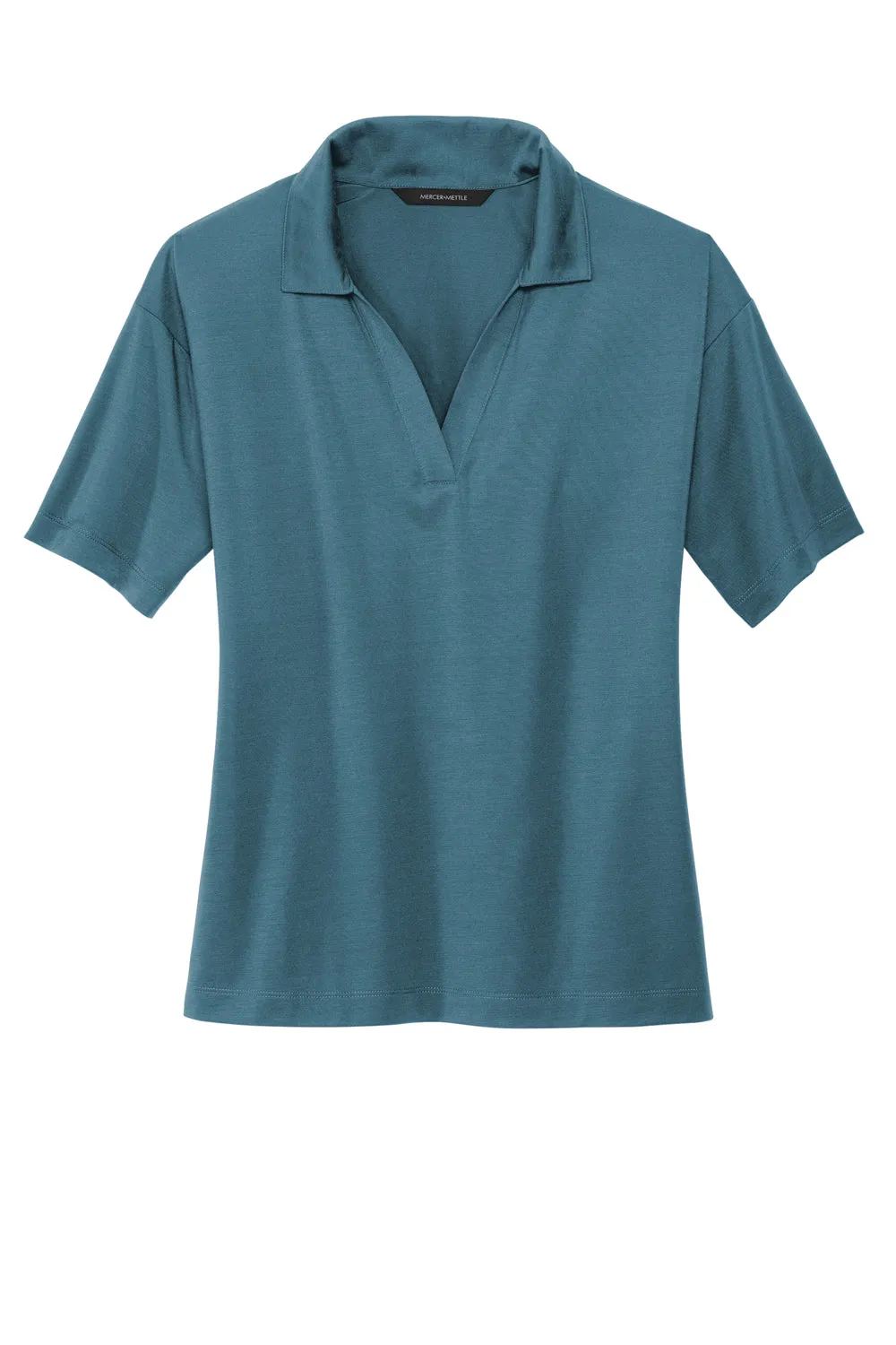 Mercer Mettle Womens Moisture Wicking Short Sleeve Polo Shirt - Parisian Blue