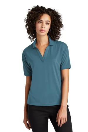 Mercer Mettle Womens Moisture Wicking Short Sleeve Polo Shirt - Parisian Blue