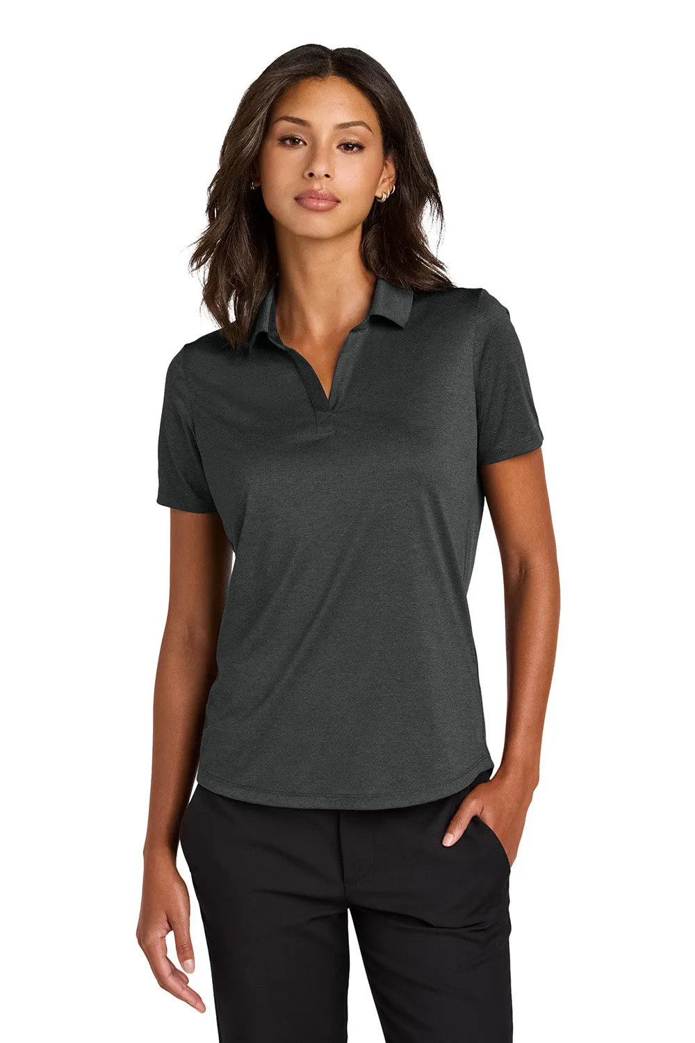 Mercer Mettle Womens Recharge Moisture Wicking Short Sleeve Polo Shirt - Heather Anchor Grey