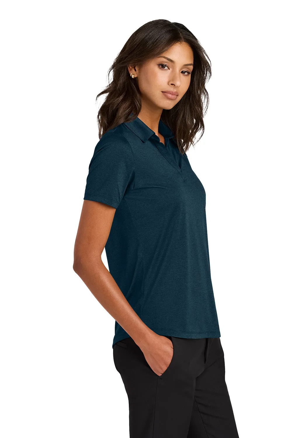 Mercer Mettle Womens Recharge Moisture Wicking Short Sleeve Polo Shirt - Heather Insignia Blue