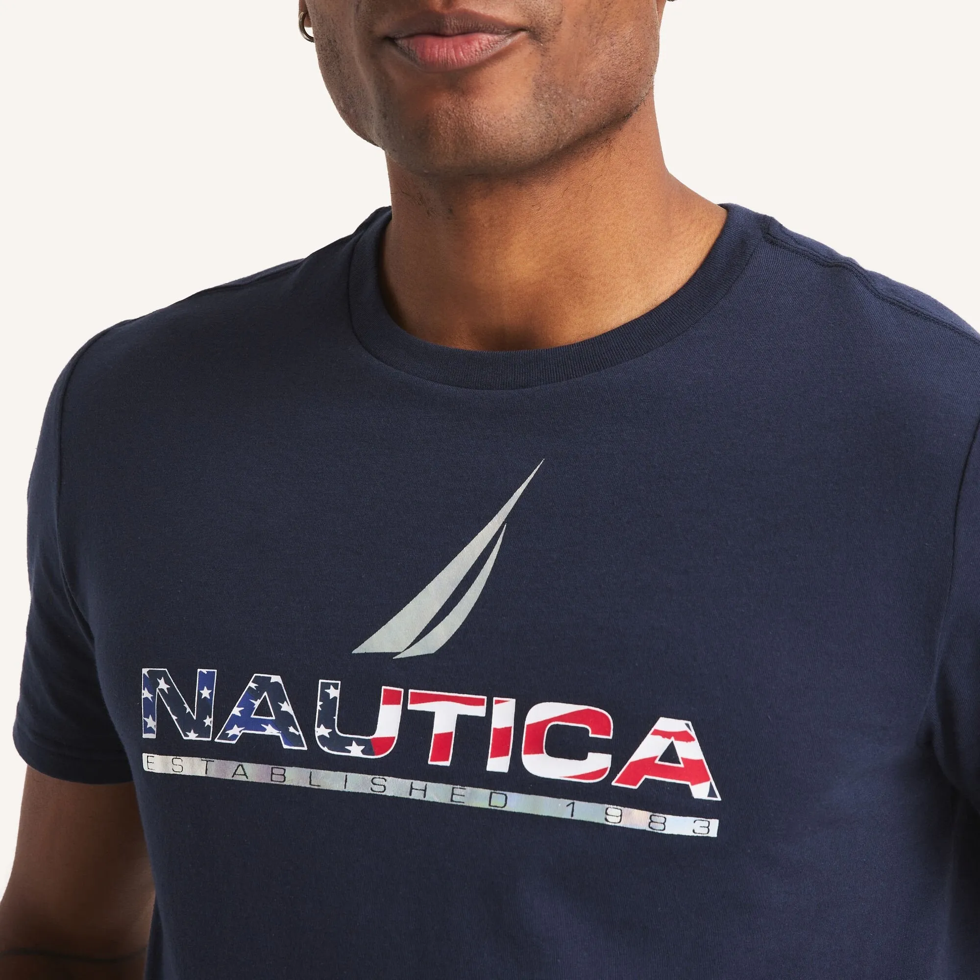 Nautica Mens Americana Foil Graphic T-Shirt