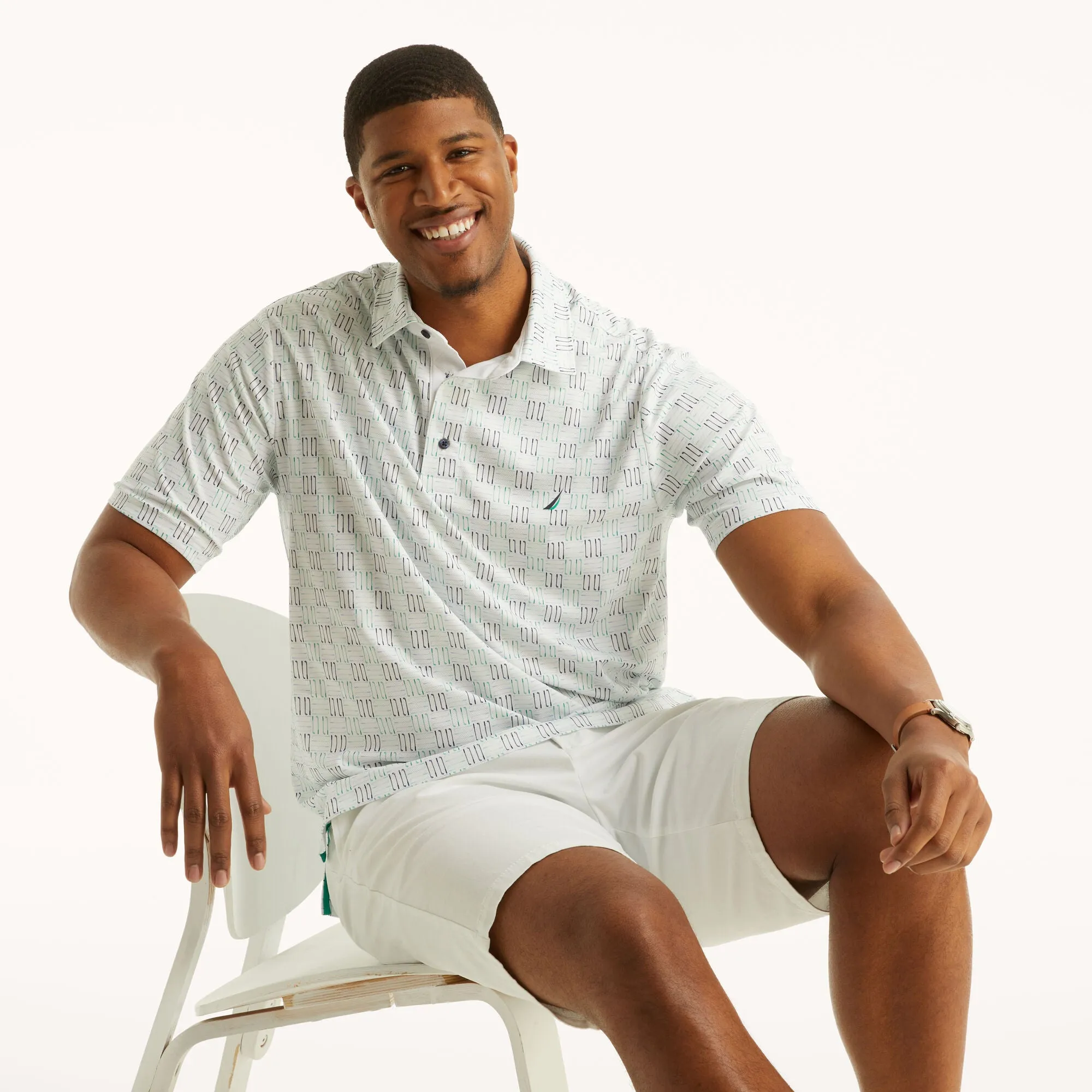 Nautica Mens Big & Tall Classic Fit Golf Print Polo