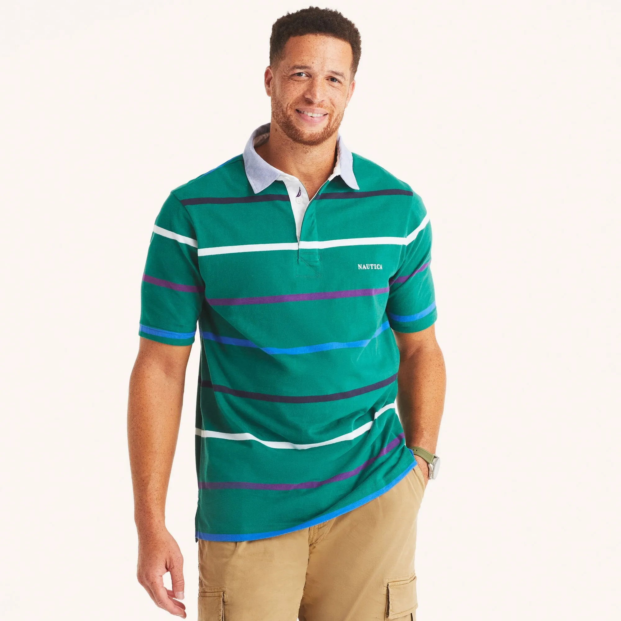 Nautica Mens Big & Tall Classic Fit Rugby Polo