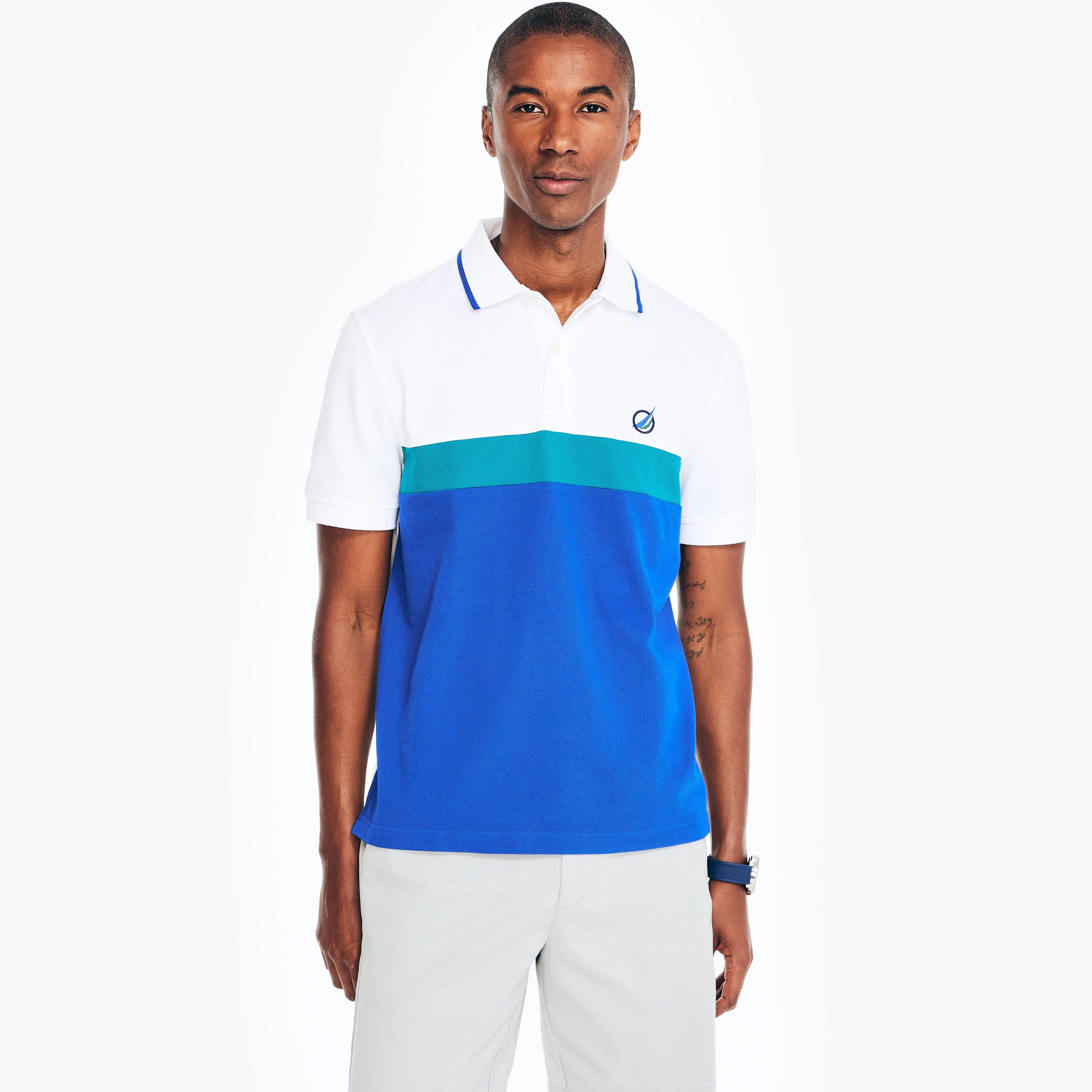 Nautica Mens Classic Fit Chest-Stripe Polo