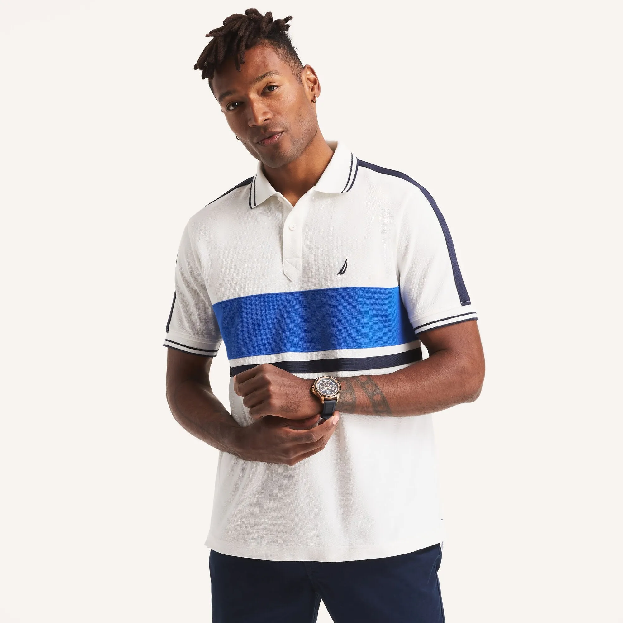 Nautica Mens Classic Fit Colorblock Polo