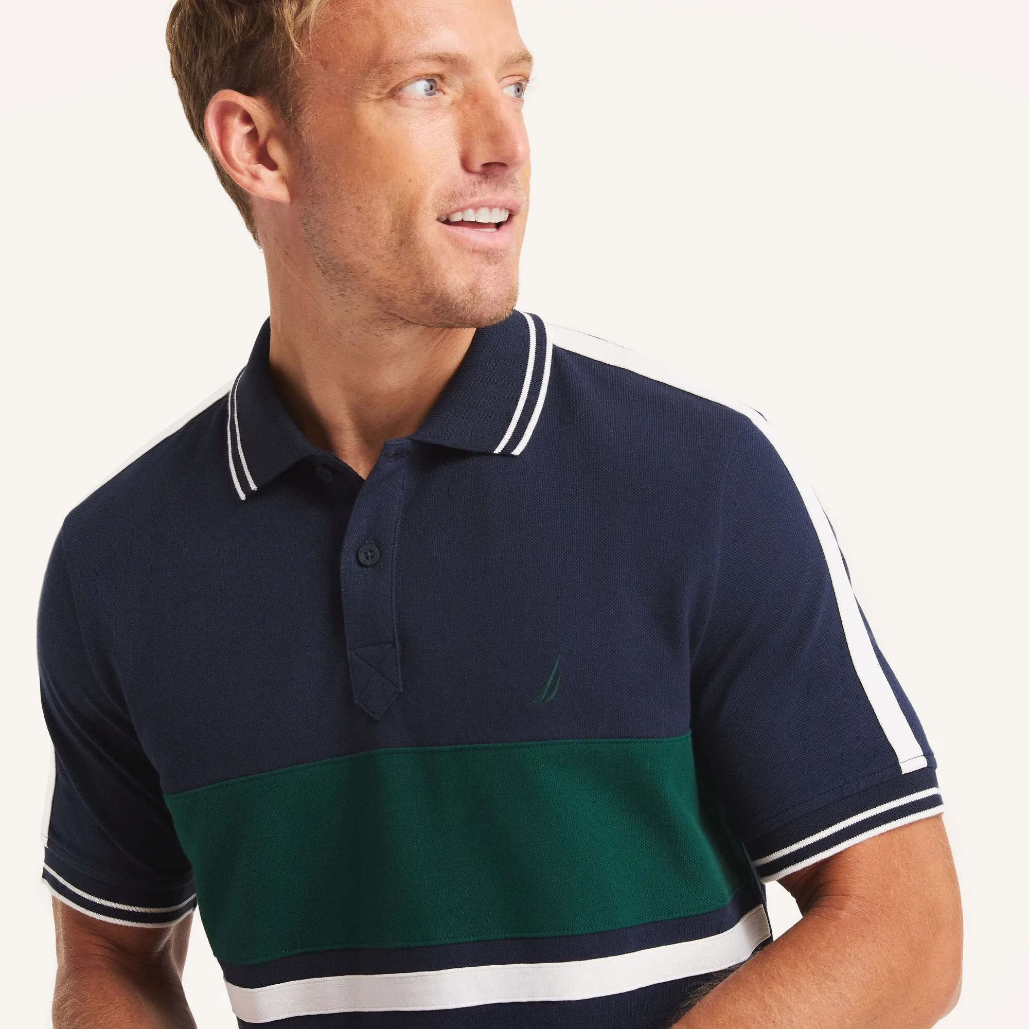 Nautica Mens Classic Fit Colorblock Polo
