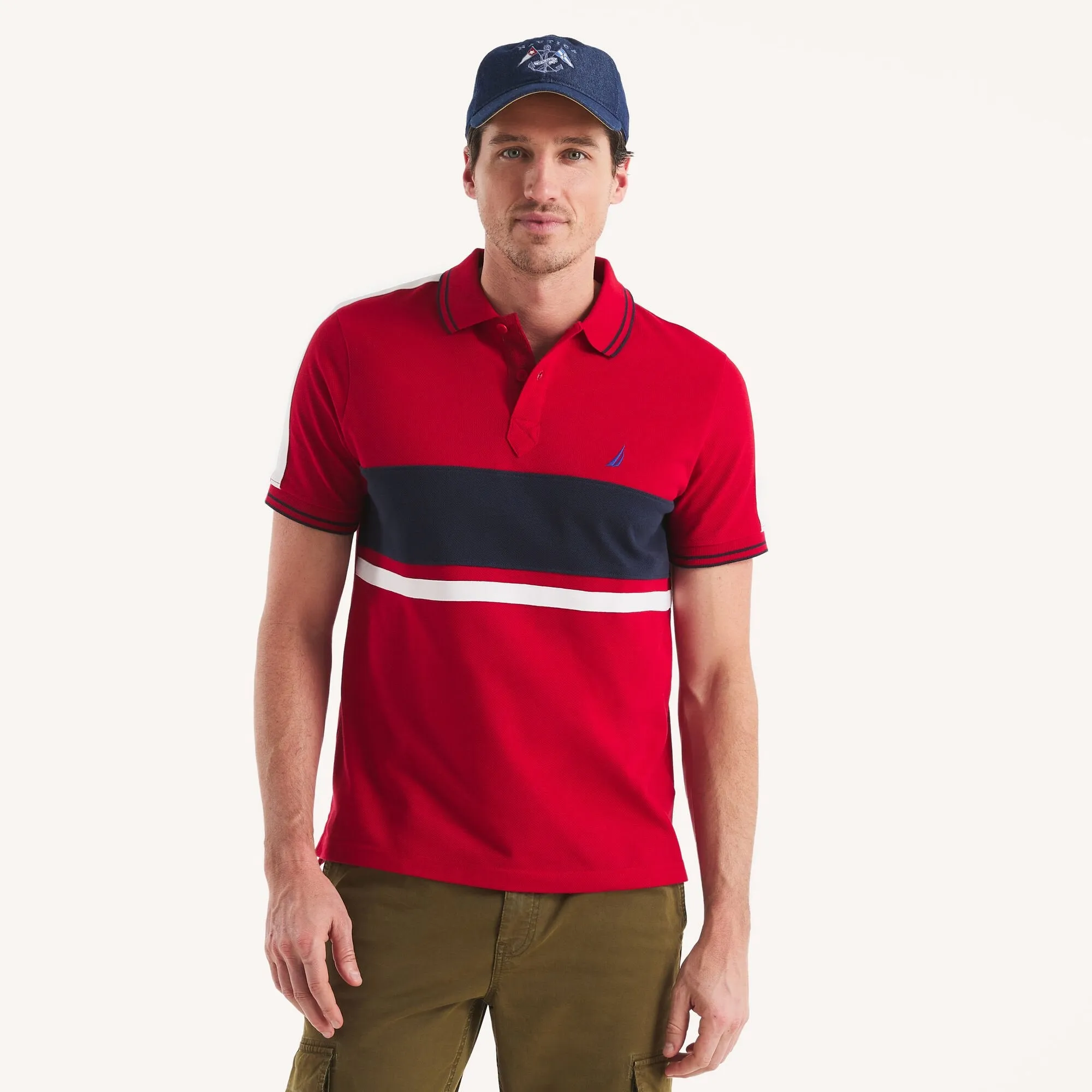 Nautica Mens Classic Fit Colorblock Polo