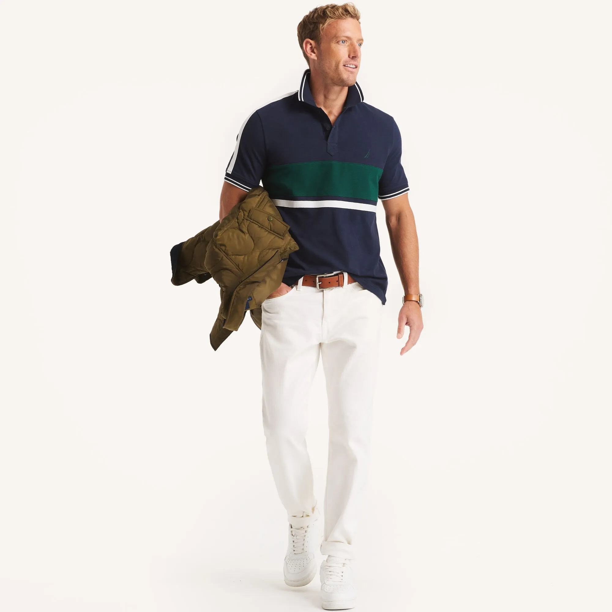 Nautica Mens Classic Fit Colorblock Polo