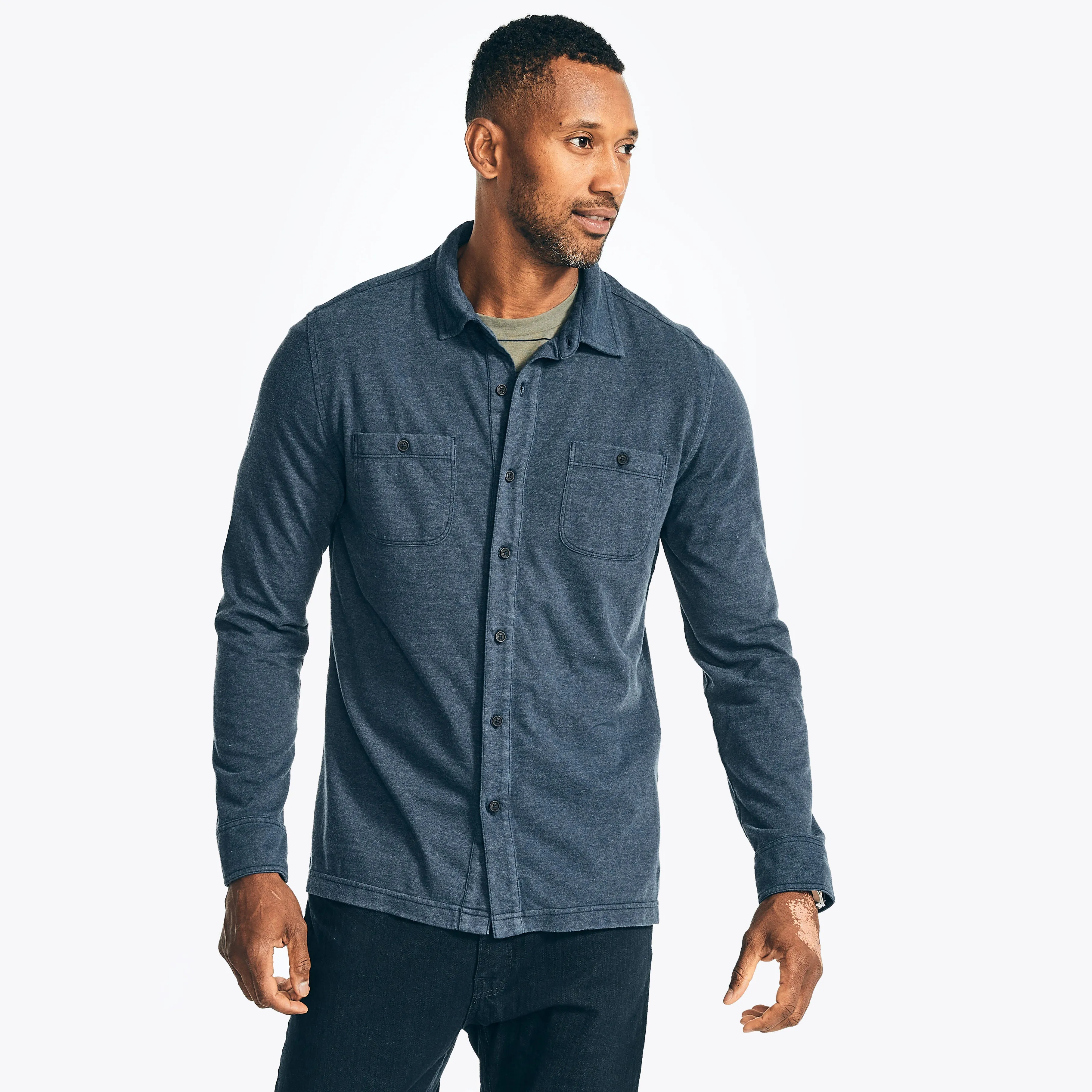 Nautica Mens Classic Fit Cotton-Knit Shirt