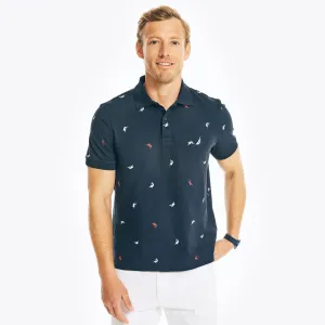 Nautica Mens Classic Fit Printed Deck Polo