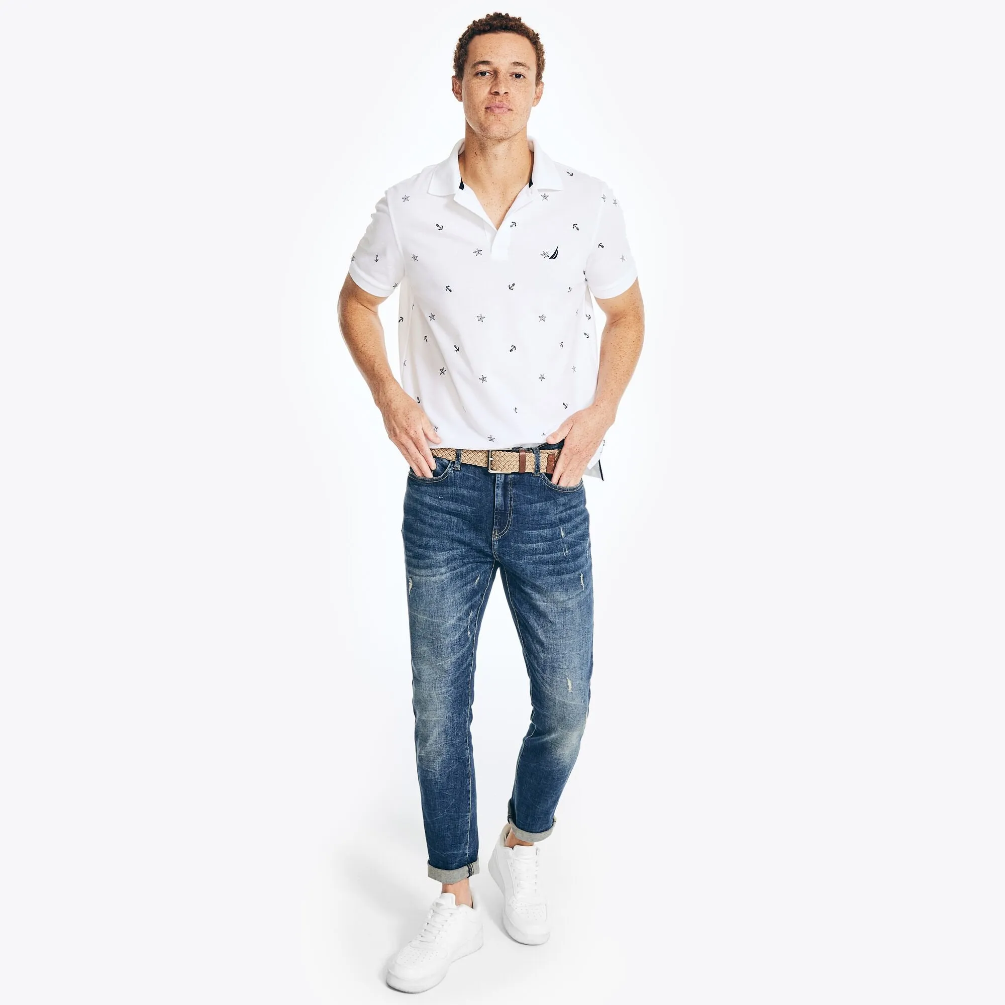 Nautica Mens Classic Fit Sailboat Printed Polo