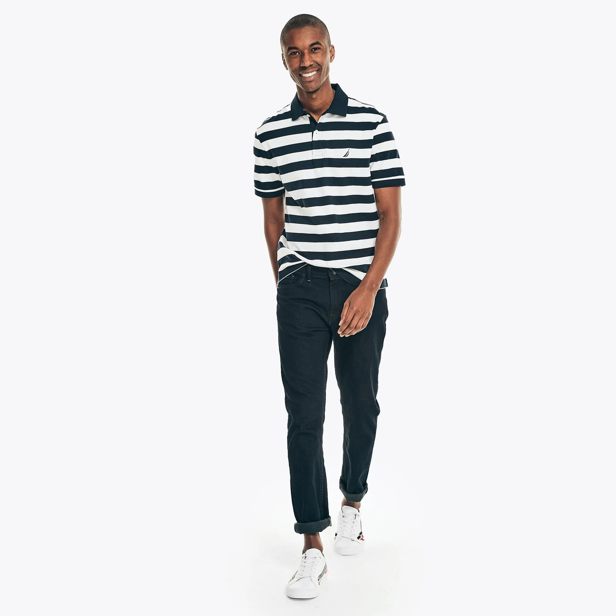 Nautica Mens Classic Fit Striped Polo