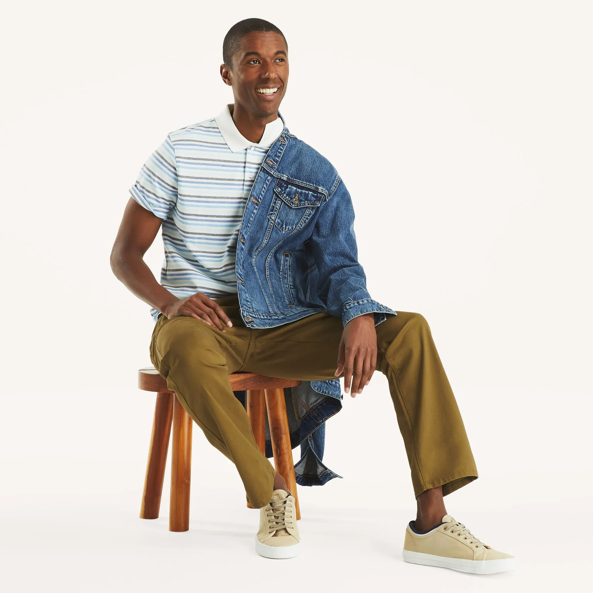 Nautica Mens Classic Fit Striped Polo