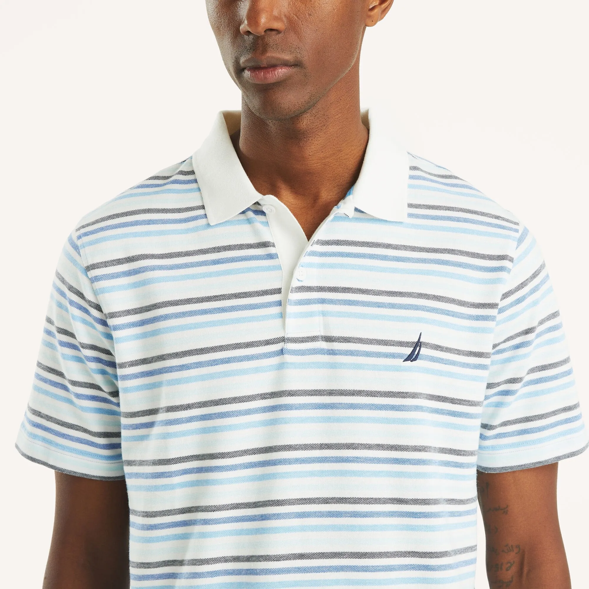 Nautica Mens Classic Fit Striped Polo