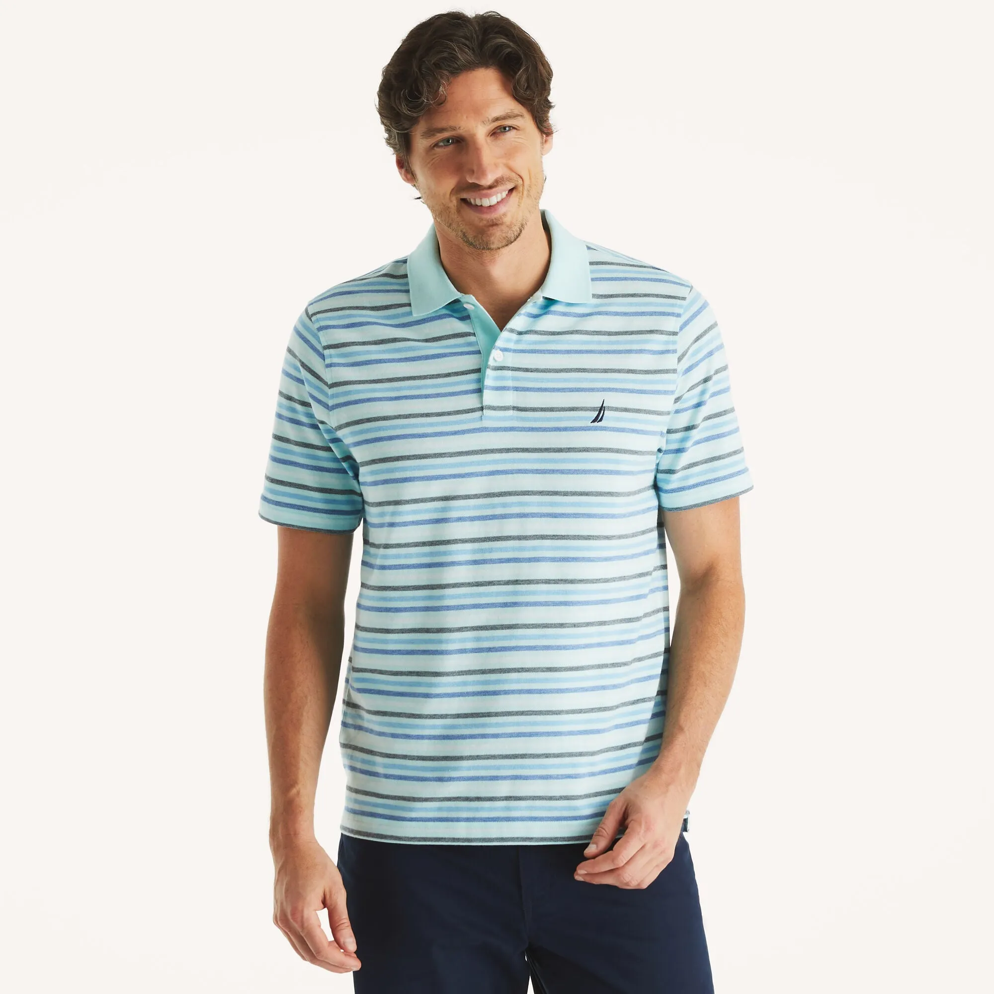 Nautica Mens Classic Fit Striped Polo