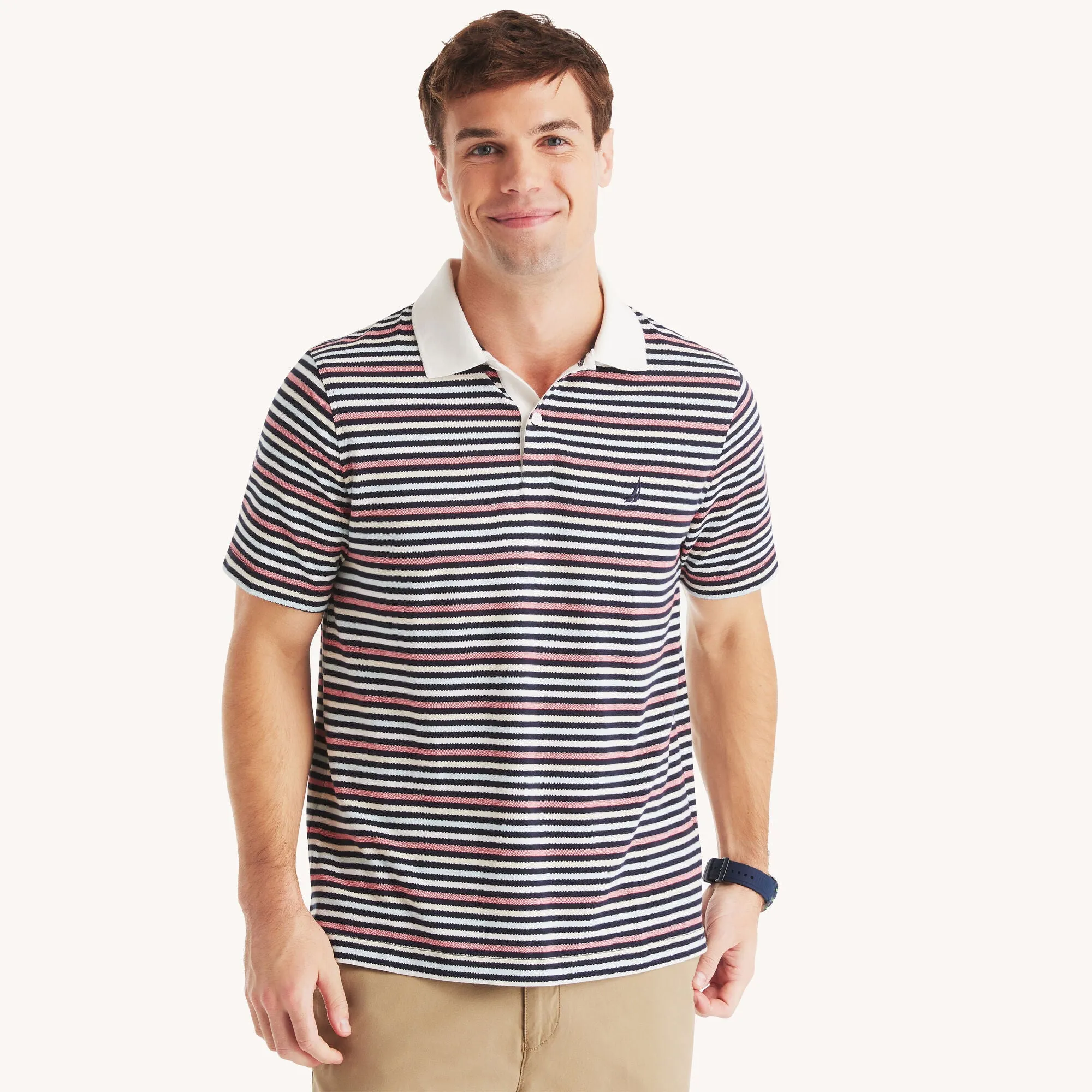 Nautica Mens Classic Fit Striped Polo