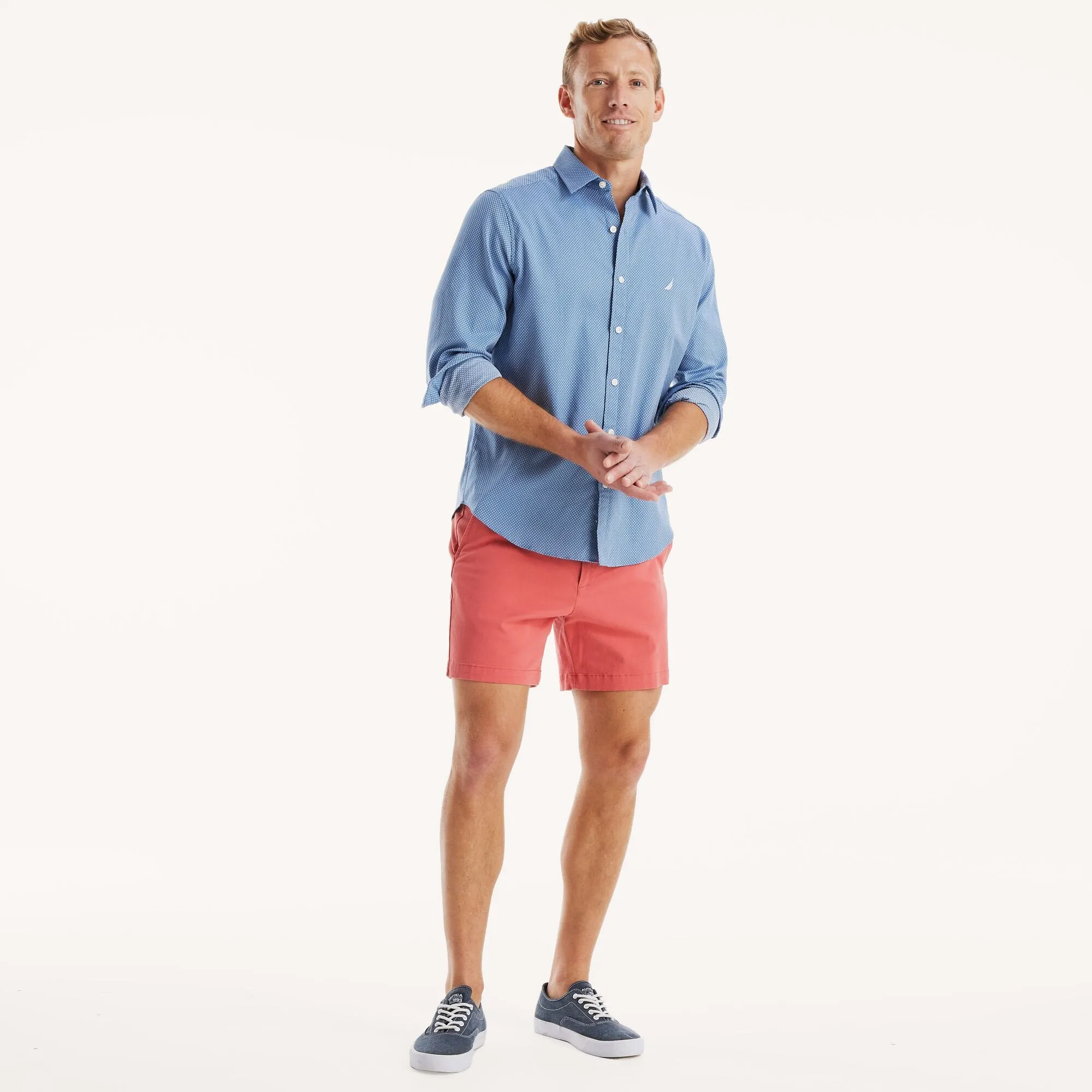 Nautica Mens Classic Fit Wrinkle-Resistant Dobby Shirt