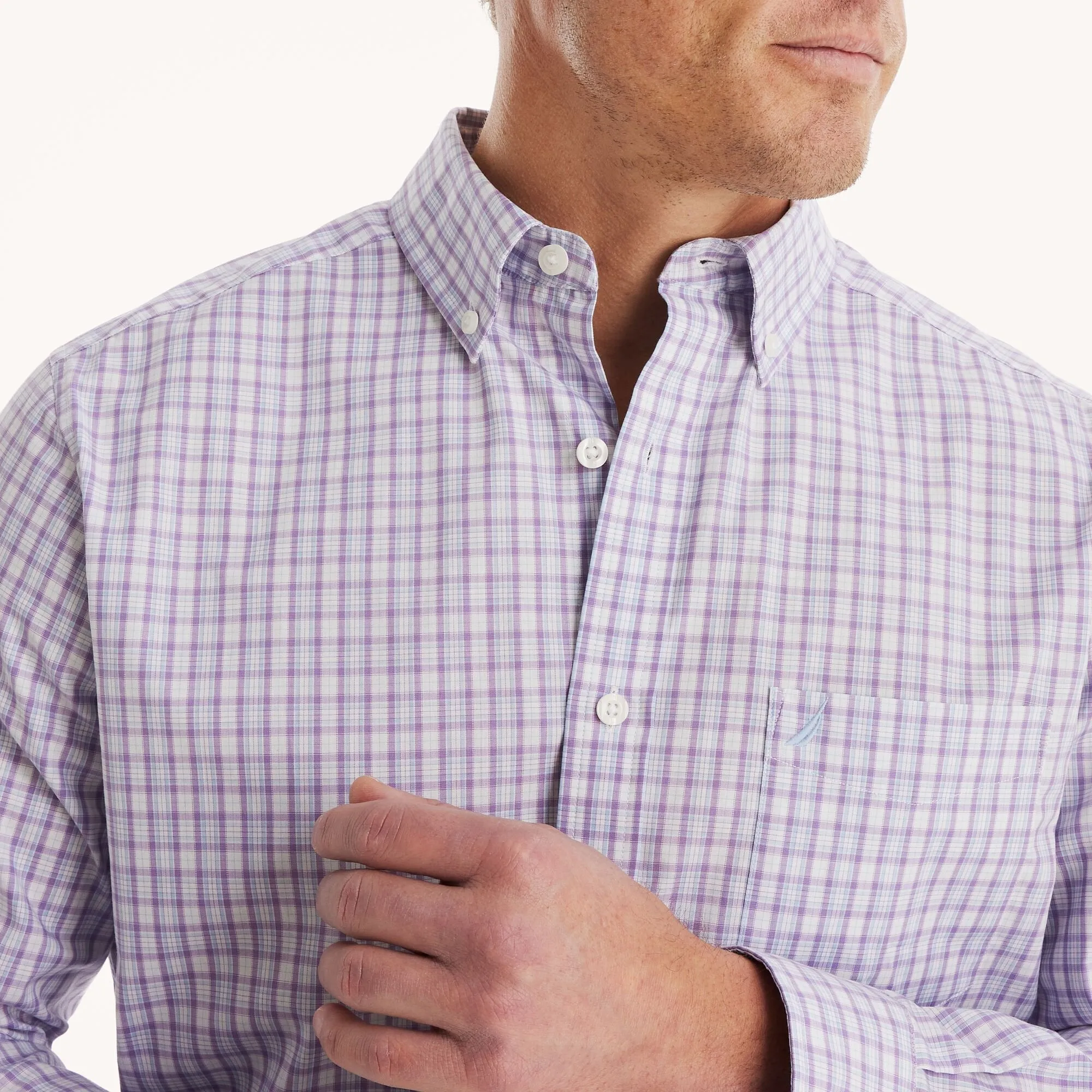 Nautica Mens Classic Fit Wrinkle-Resistant Plaid Shirt