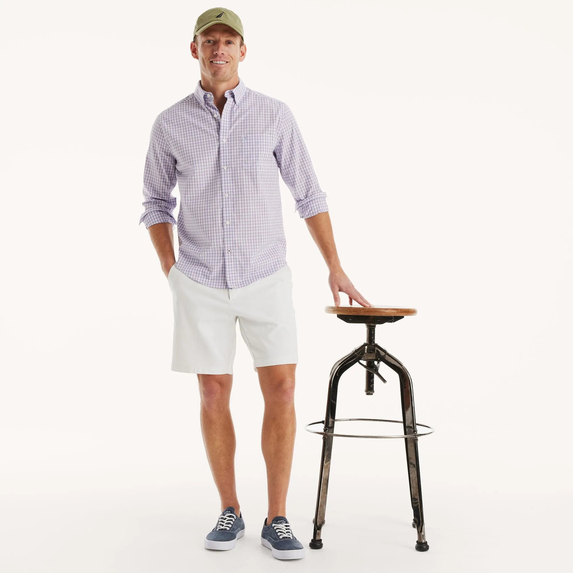 Nautica Mens Classic Fit Wrinkle-Resistant Plaid Shirt
