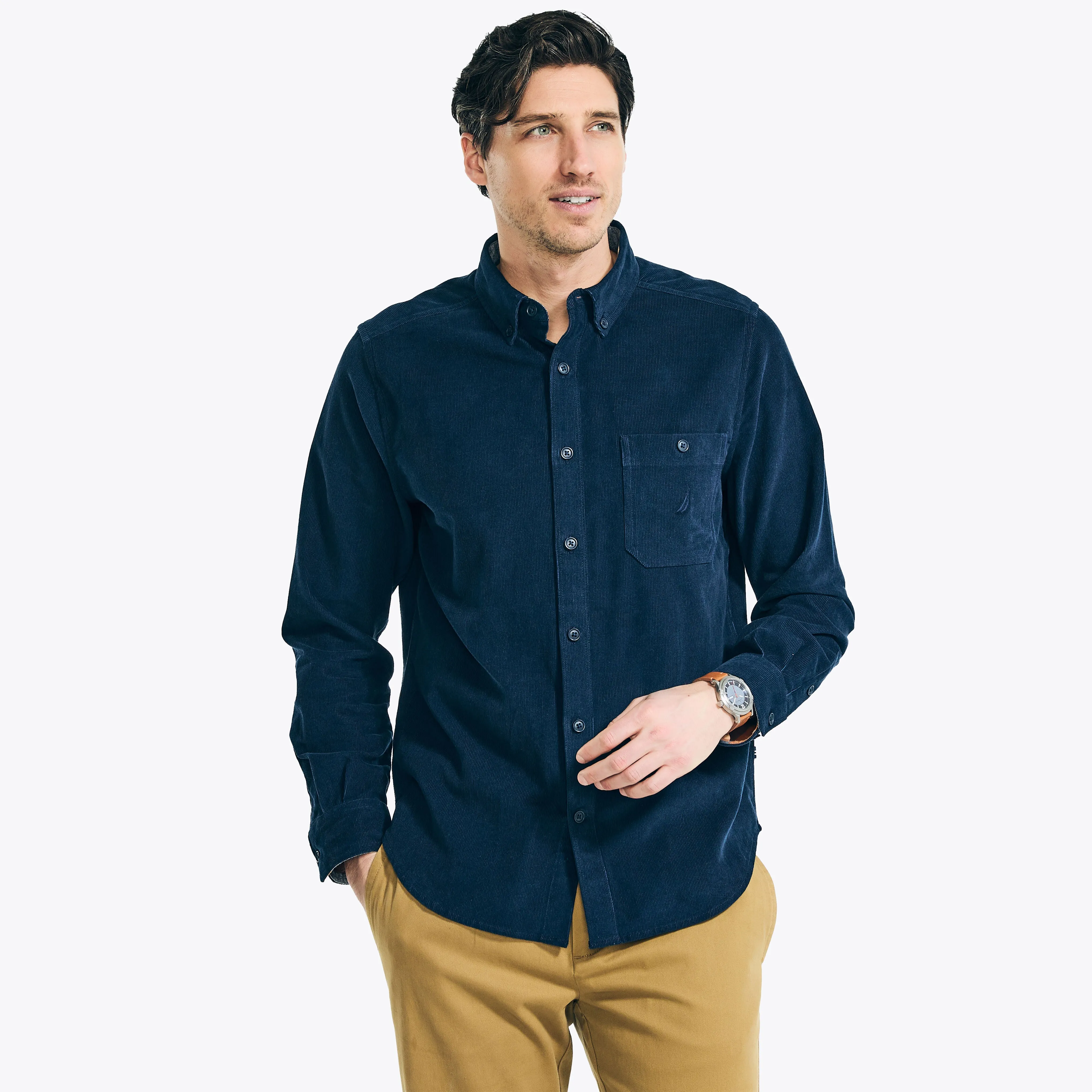 Nautica Mens Corduroy Flannel Shirt