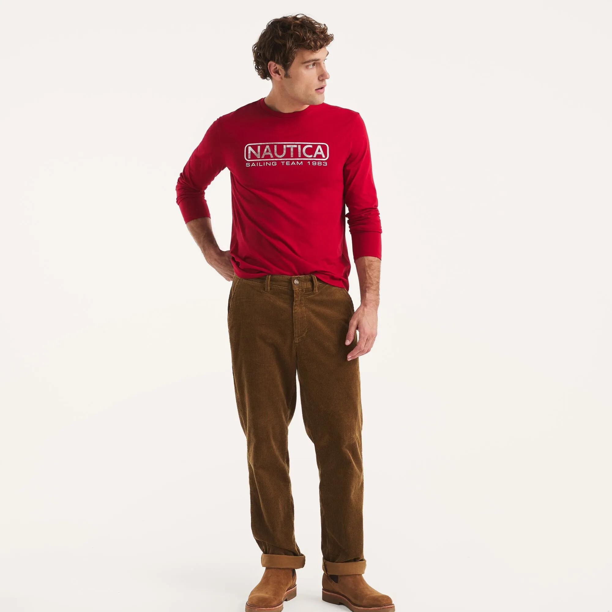 Nautica Mens Graphic Long-Sleeve T-Shirt