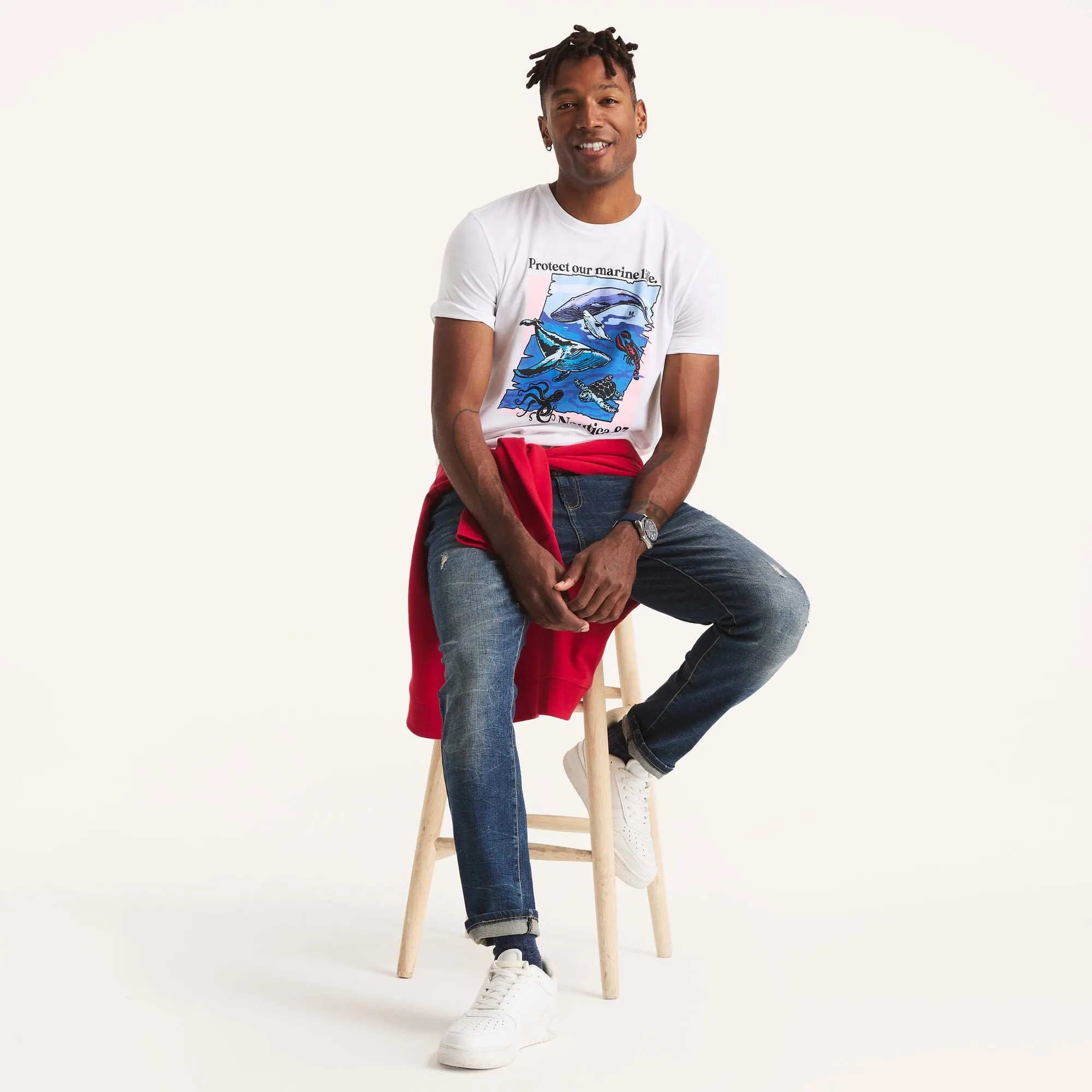 Nautica Mens Marine Life Graphic T-Shirt