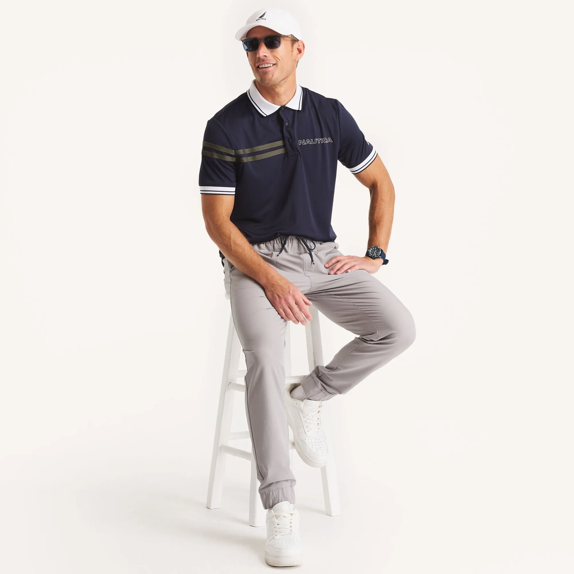 Nautica Mens Navtech Classic Fit Polo