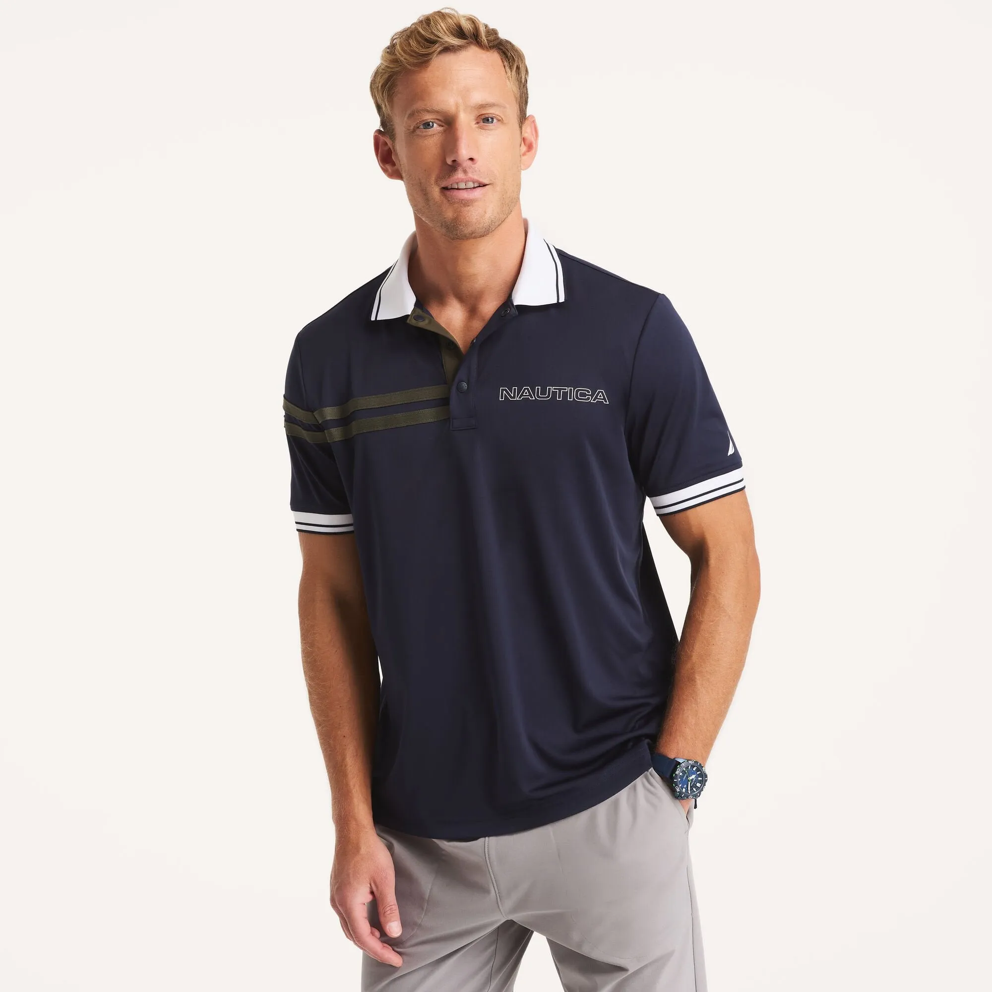 Nautica Mens Navtech Classic Fit Polo