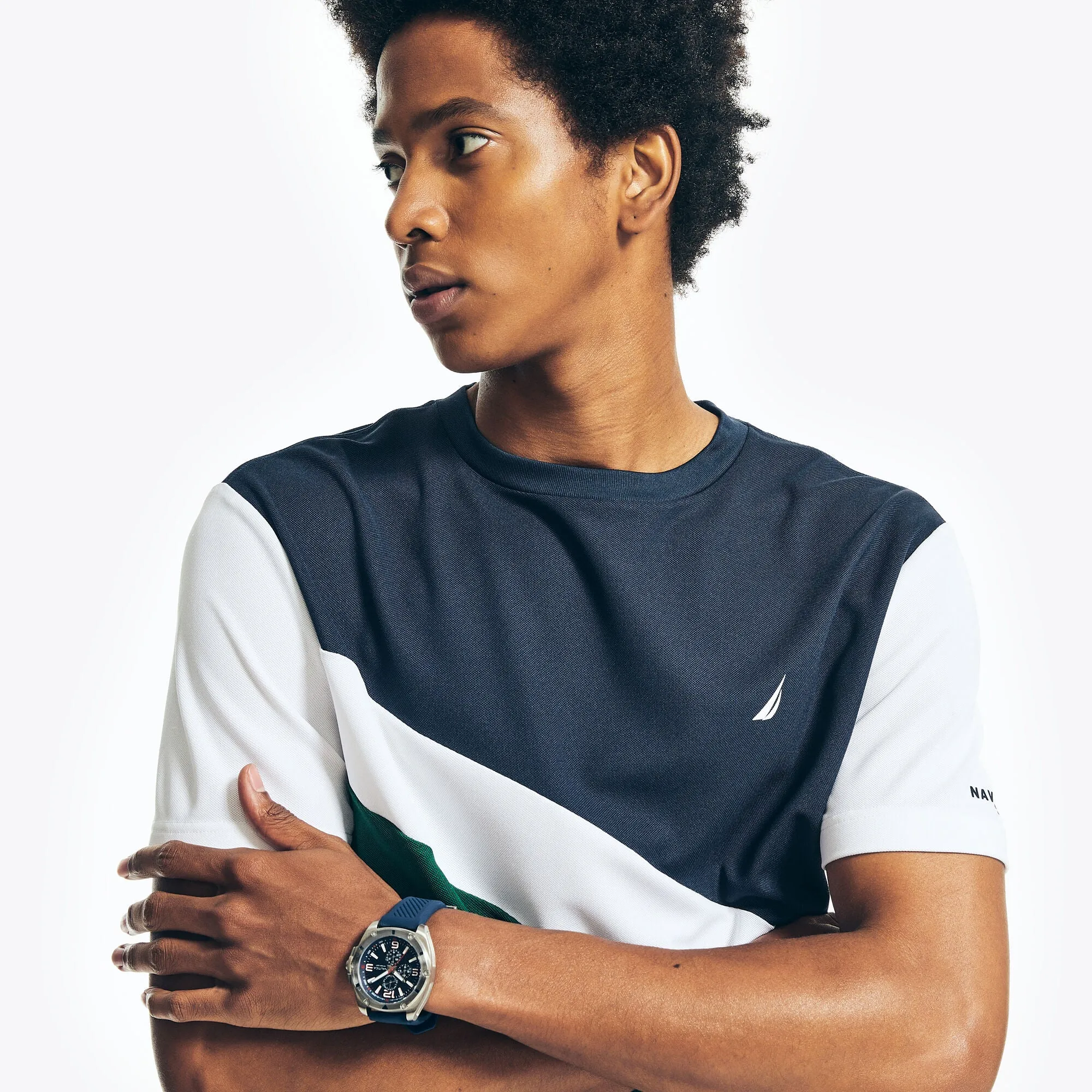 Nautica Mens Navtech Sustainably Crafted Colorblock T-Shirt