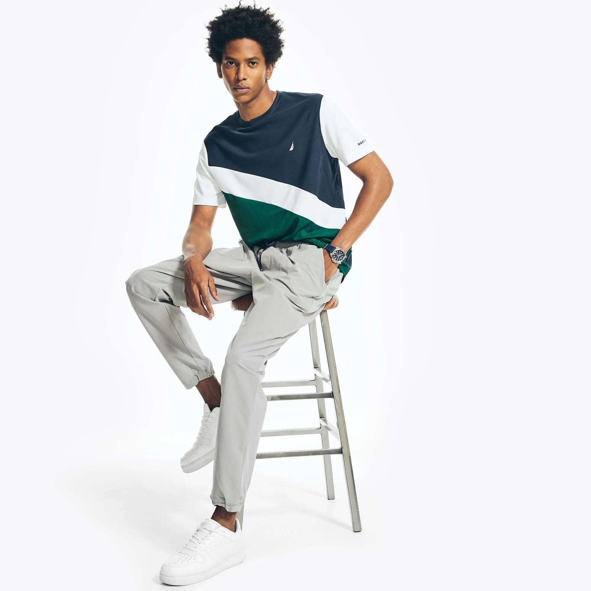 Nautica Mens Navtech Sustainably Crafted Colorblock T-Shirt