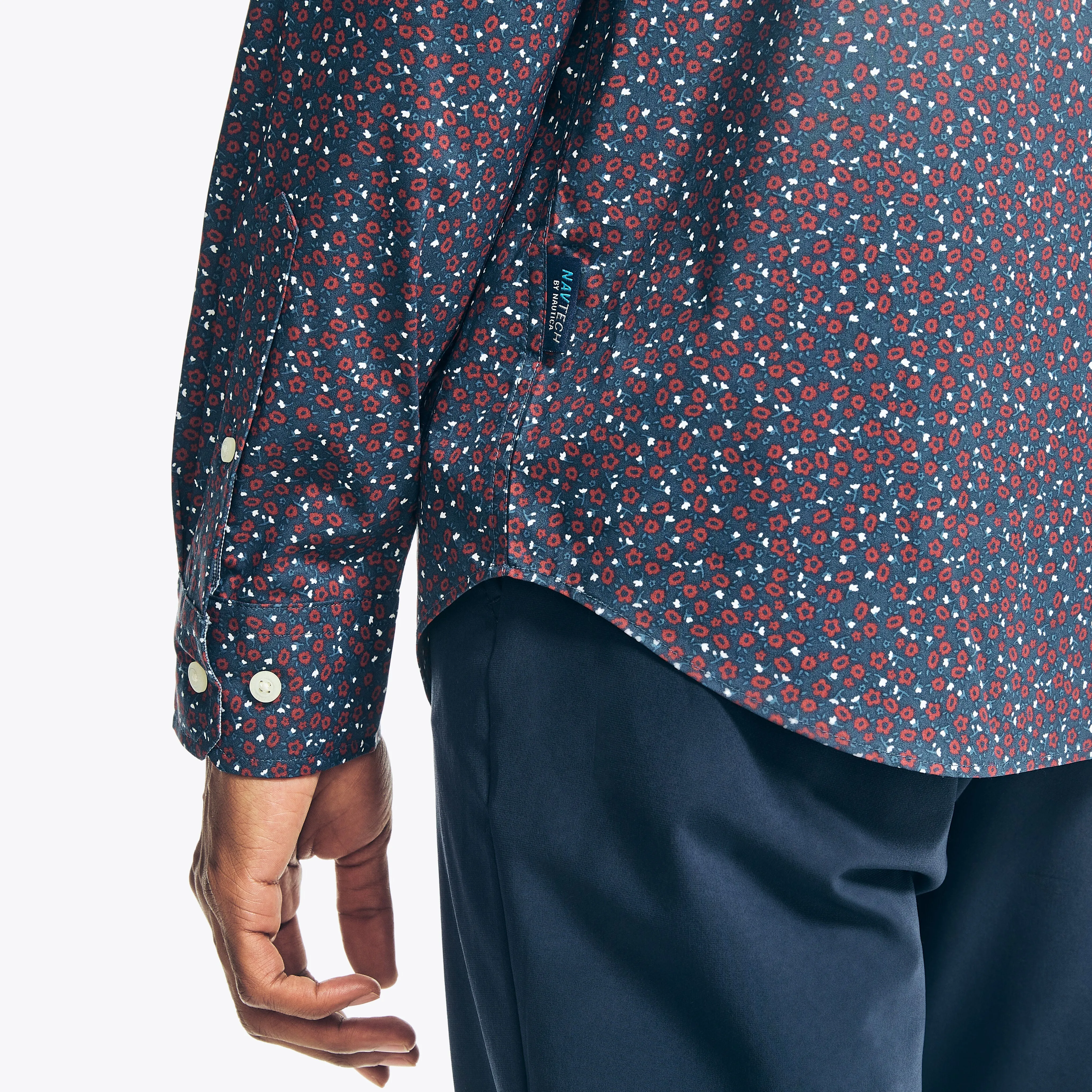 Nautica Mens Navtech Trim Fit Printed Shirt