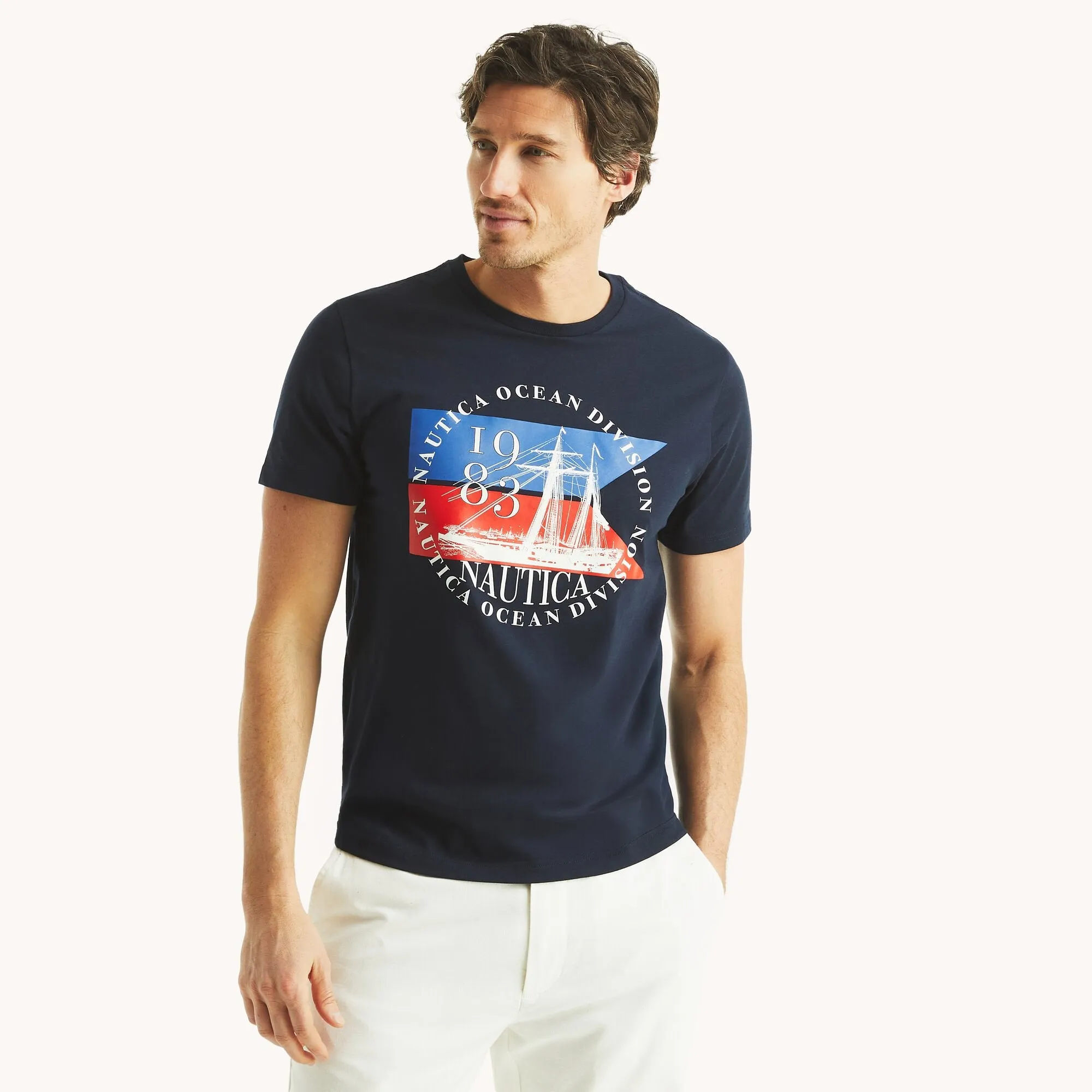 Nautica Mens Ocean Division Graphic T-Shirt