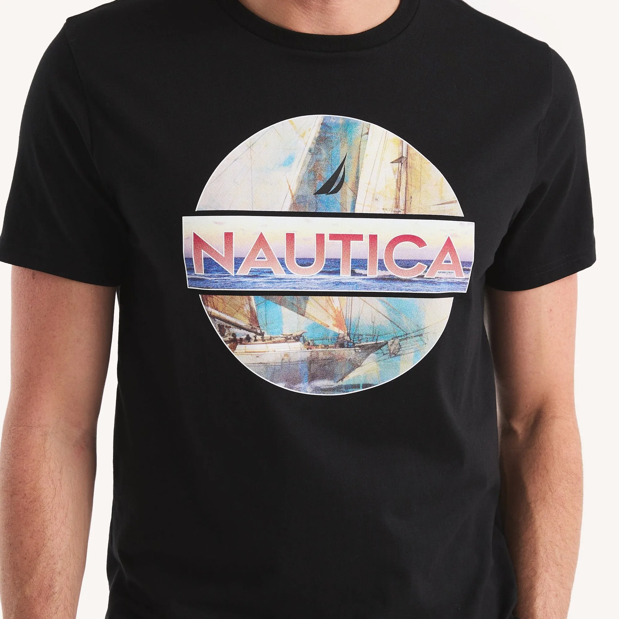 Nautica Mens Ocean Sailboat Graphic T-Shirt